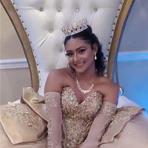 Champagne gold handmade quince dress